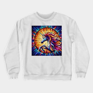 Mystical Unicorn: Stained Glass Dreamscape Crewneck Sweatshirt